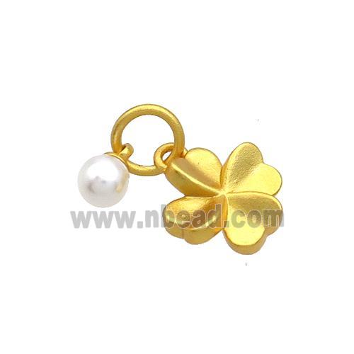 Copper Flower Pendant Pearlized Plastic 18K Gold Plated