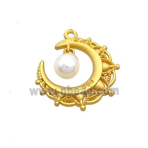 Copper Moon Pendant Pearlized Plastic 18K Gold Plated