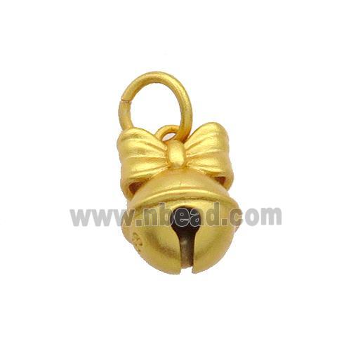 Copper Bell Pendant Bowknot 18K Gold Plated