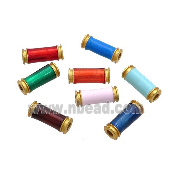 Copper Tube Beads Enamel 18K Gold Plated Mixed