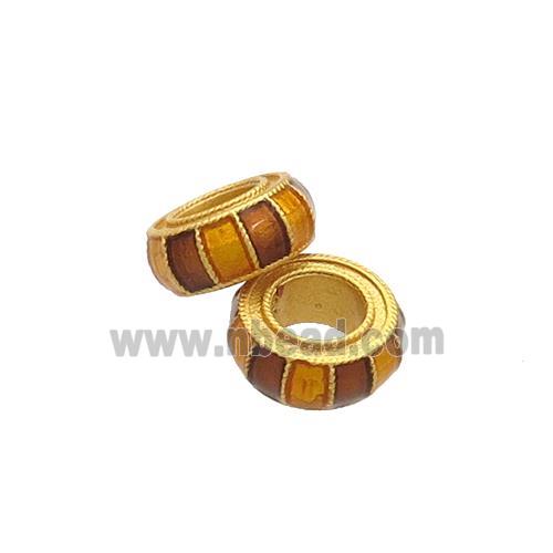 Copper Rondelle Beads Multicolor Cloisonne 18K Gold Plated Large Hole