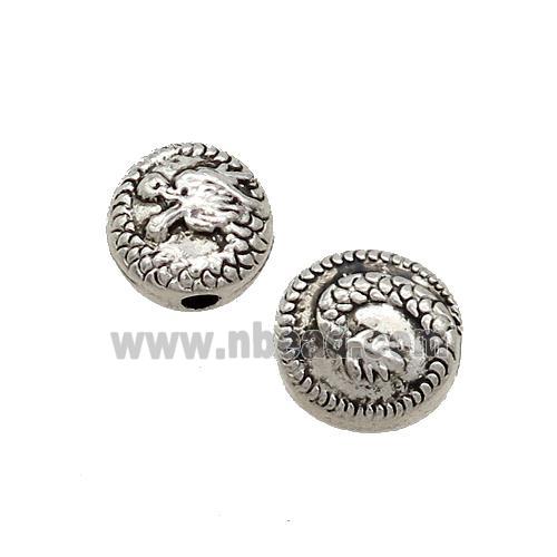 Tibetan Style Zinc Coin Beads Dragon Antique Silver