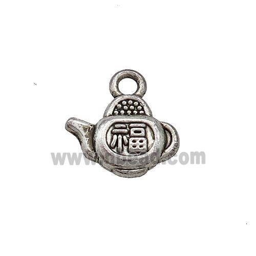 Tibetan Style Zinc Teapot Pendant Fu Antique Silver