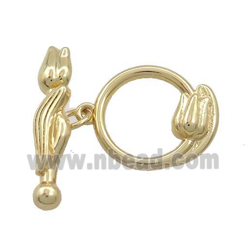Copper Toggle Clasp Lotus Gold Plated