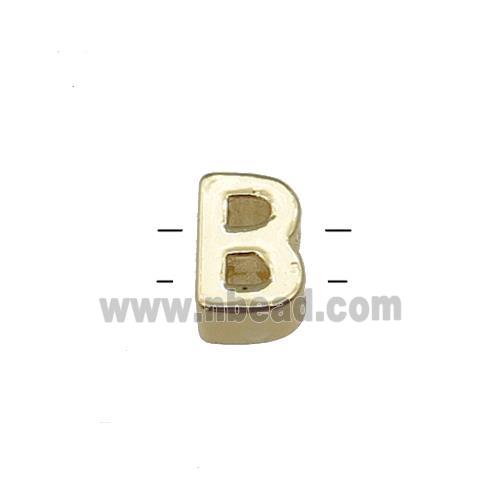 Copper Letter B Beads 2holes Gold Plated