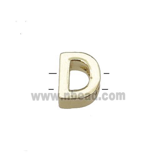 Copper Letter D Beads 2holes Gold Plated