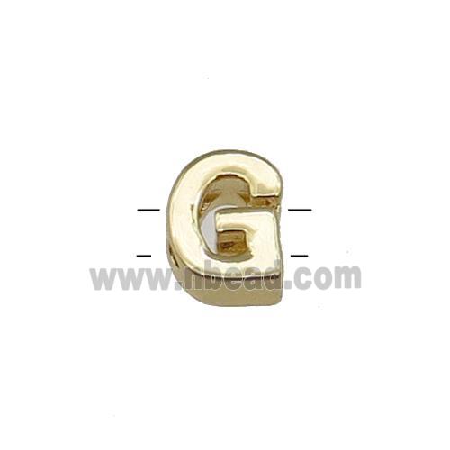 Copper Letter G Beads 2holes Gold Plated