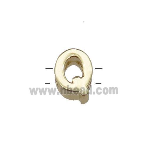 Copper Letter Q Beads 2holes Gold Plated