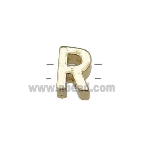 Copper Letter R Beads 2holes Gold Plated