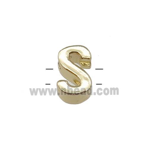 Copper Letter S Beads 2holes Gold Plated