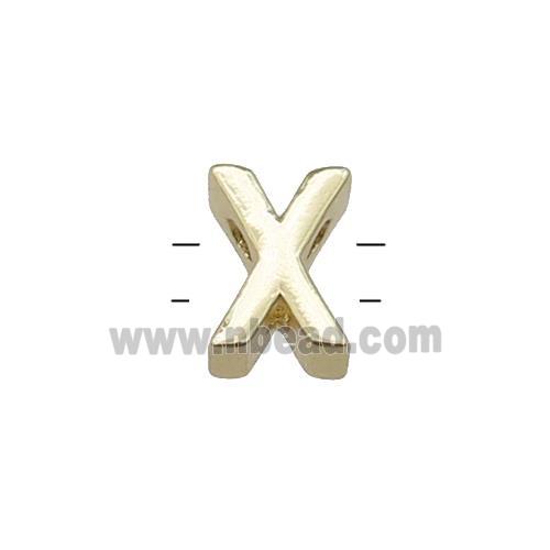Copper Letter X Beads 2holes Gold Plated