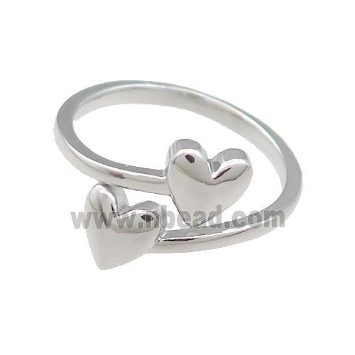 Copper Heart Rings Platinum Plated