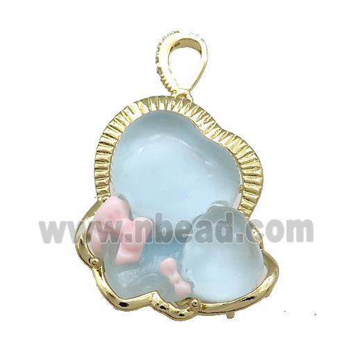 Blue Acrylic Baby Pendant Gold Plated