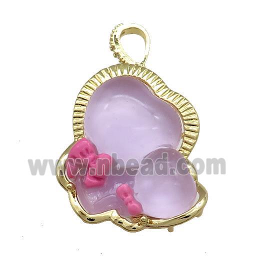 Purple Acrylic Baby Pendant Gold Plated