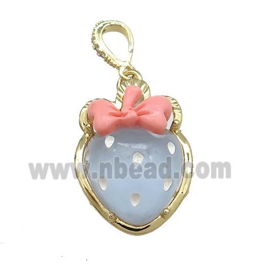 Blue Acrylic Strawberry Pendant Gold Plated