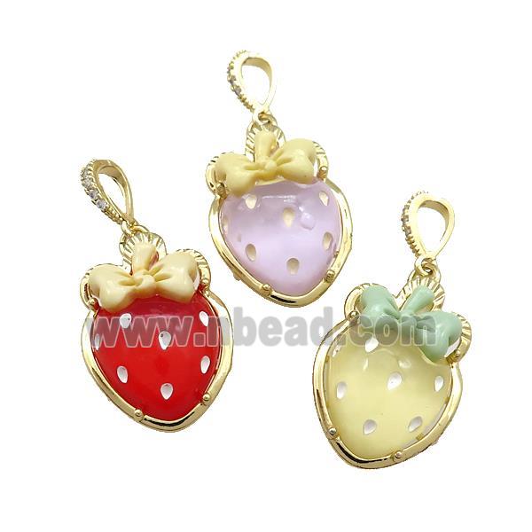Acrylic Strawberry Pendant Gold Plated Mixed Color