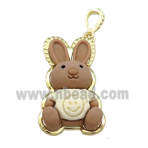 Chocolate Resin Rabbit Pendant Gold Plated