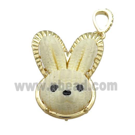 Khaki Resin Rabbit Pendant Gold Plated
