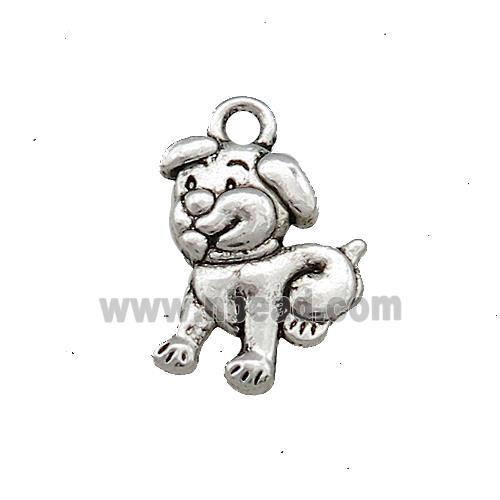 Tibetan Style Zinc Dog Charms Pendant Antique Silver