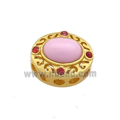 Copper Circle Beads Pave Jadeite Glass 18K Gold Plated