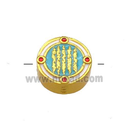 Copper Circle Beads Green Cloisonne Buddhist 18K Gold Plated