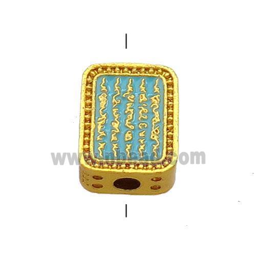 Copper Rectangle Beads Teal Cloisonne Buddhist 18K Gold Plated