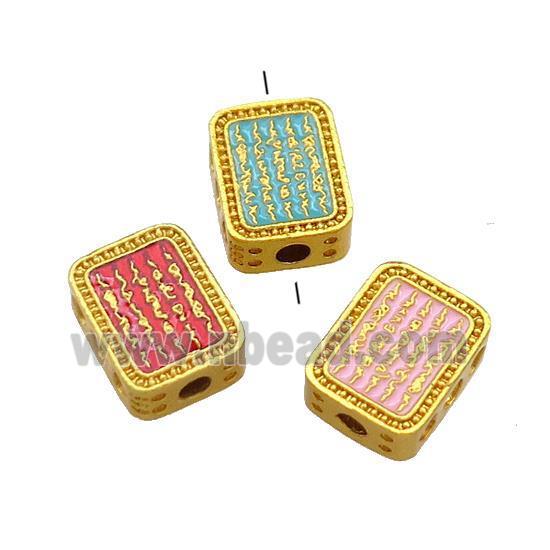 Copper Rectangle Beads Cloisonne Buddhist 18K Gold Plated Mixed