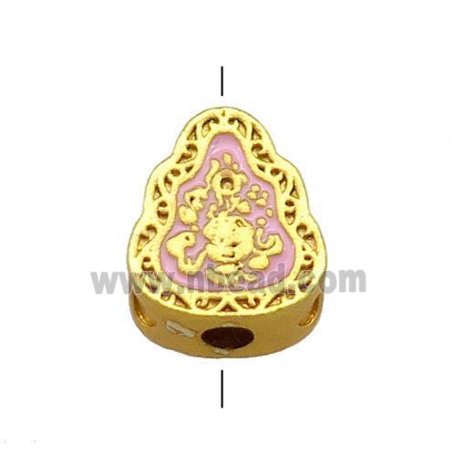 Copper Teardrop Beads Pink Cloisonne 18K Gold Plated
