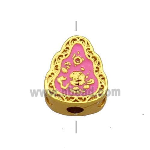Copper Teardrop Beads Pink Cloisonne 18K Gold Plated
