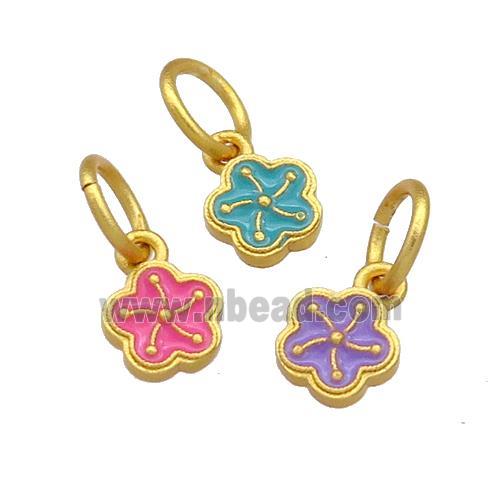 Copper Flower Pendant Cloisonne 18K Gold Plated Mixed