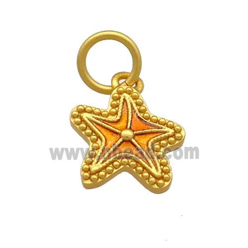 Copper Starfish Pendant Multicolor Cloisonne 18K Gold Plated