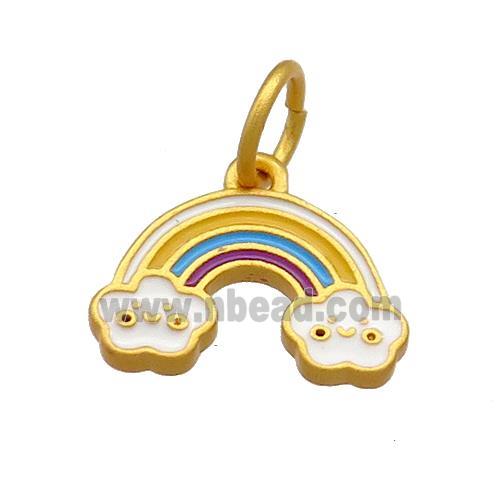 Copper Rainbow Pendant Multicolor Cloisonne 18K Gold Plated