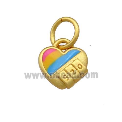 Copper Heart Pendant 520 Multicolor Cloisonne 18K Gold Plated