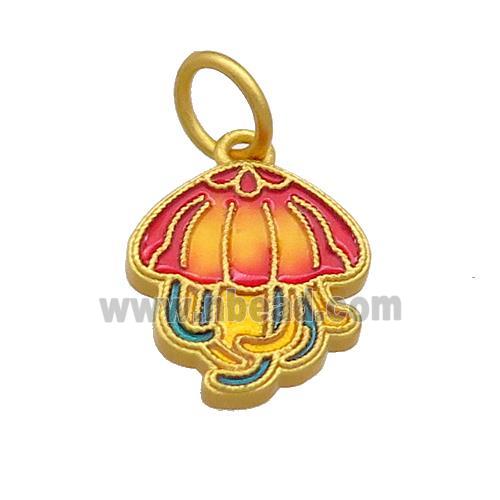 Copper Jellyfish Charms Pendant Multicolor Cloisonne 18K Gold Plated