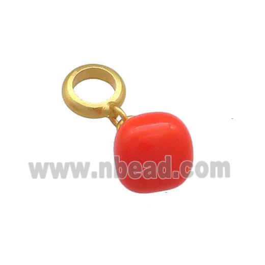 Copper Tomato Charms Pendant Red Enamel 18K Gold Plated