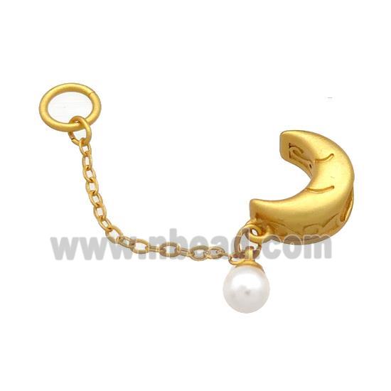 Copper Moon Pendant White Pearlized Resin 18K Gold Plated
