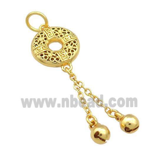 Copper Donut Pendant Bell Unfade 18K Gold Plated