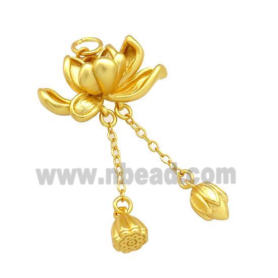 Copper Lotus Flower Pendant Unfade 18K Gold Plated