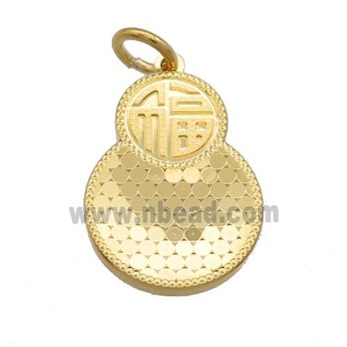 Copper Circle Pendant Double FU Unfade 18K Gold Plated