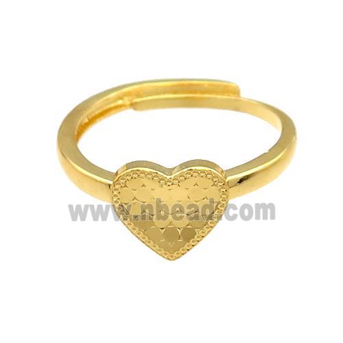Copper Heart Rings Unfade Adjustable 18K Gold Plated