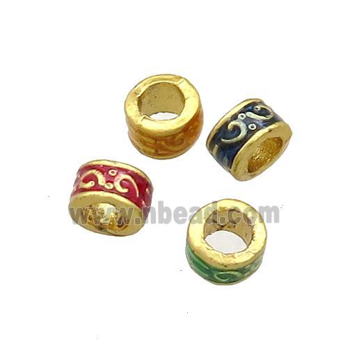 Copper Rondelle Beads Painted Large Hole Gold Plated Mixed