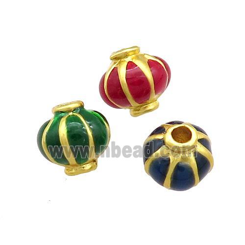 Copper Lantern Beads Enamel Gold Plated Mixed