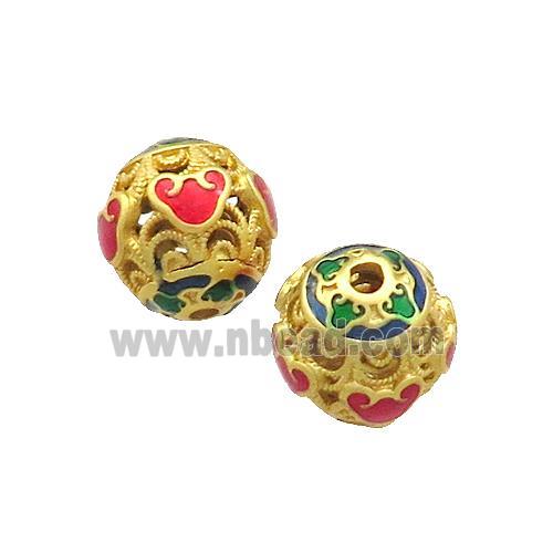 Copper Round Beads Painted Gold Plated
