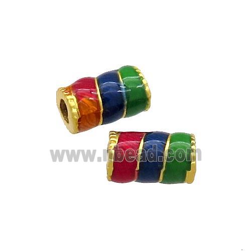 Copper Tube Beads Multicolor Painted Large Hole Gold Plated