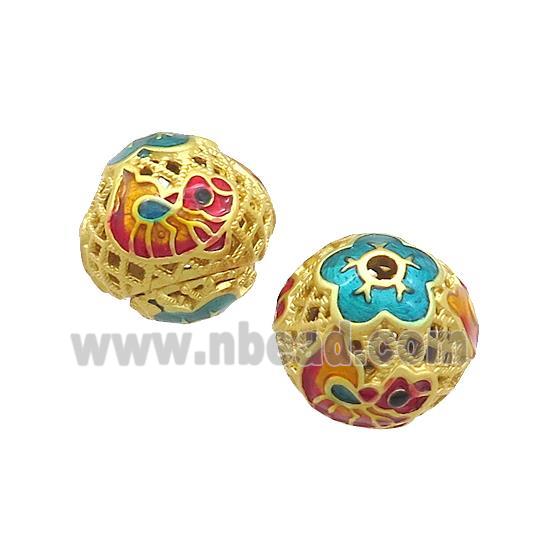 Copper Round Beads Painted Gold Plated