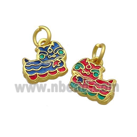 Copper Pixiu Pendant Multicolor Painted Gold Plated