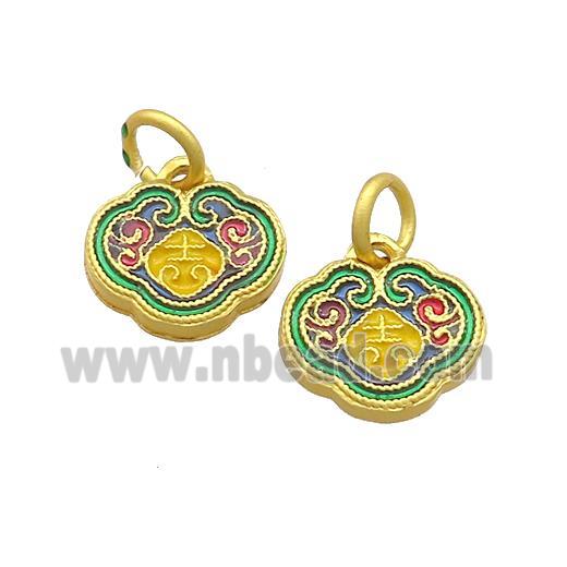 Copper Talisman Pendant Multicolor Painted Gold Plated