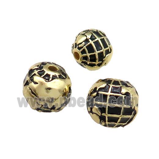 Copper Round Beads Earth Black Painted Gold Plated