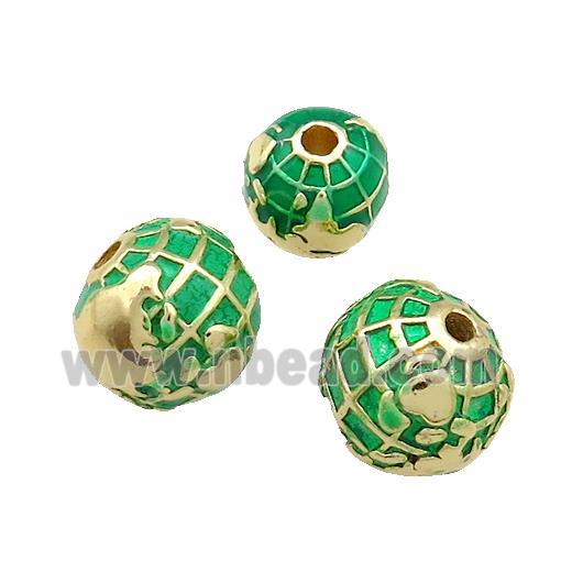 Copper Round Beads Earth Green Painted Gold Plated