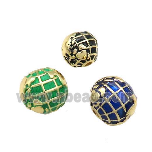 Copper Round Beads Earth Painted Gold Plated Mixed Color